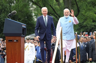 Washington : Prime Minister Narendra Modi with US President Joe Biden during a State Arrival Ceremony on the South Lawn of the White House in Washington on Thursday, June 22, 2023.