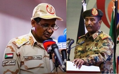 Sudanese Armed Forces (SAF) chief Abdel Fattah al-Burhan and paramilitary Rapid Support Forces (RSF) head Mohamed Hamdan Dagalo.